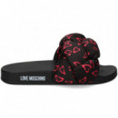 Pala Saten Print Fucsia+negro  LOVE MOSCHINO