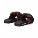 Pala Saten Print Fucsia+negro  LOVE MOSCHINO