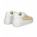 Deportivo Piel+rafia Blanco+beige  LOVE MOSCHINO