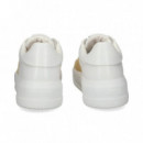 Deportivo Piel+rafia Blanco+beige  LOVE MOSCHINO