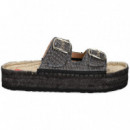 Pala 2 Hebillas Rafia Negro  LOVE MOSCHINO