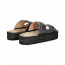 Pala 2 Hebillas Rafia Negro  LOVE MOSCHINO