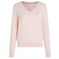 TOMMY HILFIGER - Co Jersey Stitch V-nk Sweater - Tqn - F|WW0WW40098/TQN
