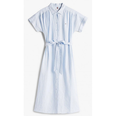 TOMMY HILFIGER - ESS LINEN S/S MIDI SHIRT DRESS - C1O - F|WW0WW44653/C1O