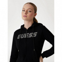 Primula Rhinestones Full Zip S Jet Black  GUESS