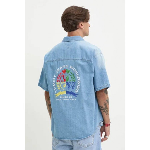 Crest Denim Ss Overshirt Denim Light  TOMMY JEANS