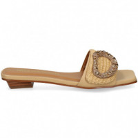 Pala Aplique Stras Rafia+piel Beige  NOA HARMON