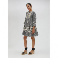 Vestido Estampado Combinado Negro-blanco  LOLA CASADEMUNT