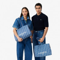L Z Shopping Bag Mono Jacquard Denim  LACOSTE
