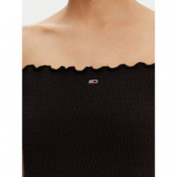 Tjw Smock Bodycon Dress Black  TOMMY JEANS