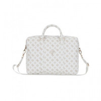 GUESS Funda Maletin para Portatil 13"-16" Peony Zipper Blanca con Logo
