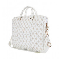 GUESS Funda Maletin para Portatil 13"-16" Peony Zipper Blanca con Logo