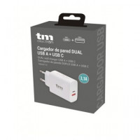 TM ELECTRON Cargador Red Dual con USB A+tipo C 3.1A TMUAD115