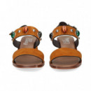 Sandalia 2 Tiras Piedras ante Cuero  PLUMERS