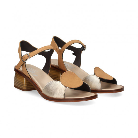 Sandalia Circulos Platino+ante Cuero  PLUMERS