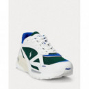 Low Top Lace Deckwash White/antique Gree  RALPH LAUREN