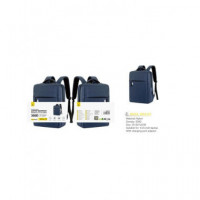 ONE PLUS Mochila para Ordenador Portatil 15" R3233 Nylon Azul con Conector USB para Carga Resis Agua
