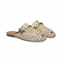 Mule Mocasin Trenzado Oro  EXE