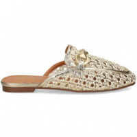 Mule Mocasin Trenzado Oro  EXE
