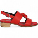 SANDALIA 2 TIRAS PIEDRA PIEL ROJO