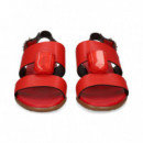 SANDALIA 2 TIRAS PIEDRA PIEL ROJO