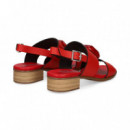 SANDALIA 2 TIRAS PIEDRA PIEL ROJO