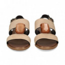 Sandalia 2 Tiras Piedra ante Cuero  PLUMERS