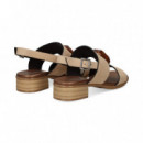 Sandalia 2 Tiras Piedra ante Cuero  PLUMERS