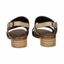 Sandalia 2 Tiras Piedra ante Cuero  PLUMERS