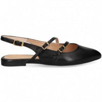 sin Talon 2 Hebillas Piel Negro  UNISA
