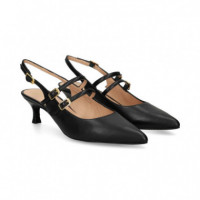 sin Talon 2 Hebillas Piel Negro  UNISA