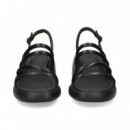 Sandalia Tiras Acolchadas Piel Negro  CAMPER