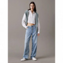 Woven Label Cropped Shirt Bright White  CALVIN KLEIN