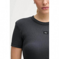 Washed Woven Label Rib Dress Washed Blac  CALVIN KLEIN