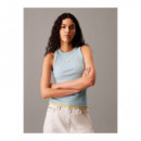 Woven Label Rib Tank Top Cloud Blue  CALVIN KLEIN