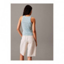 Woven Label Rib Tank Top Cloud Blue  CALVIN KLEIN