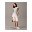 Woven Label Rib Tank Top Cloud Blue  CALVIN KLEIN