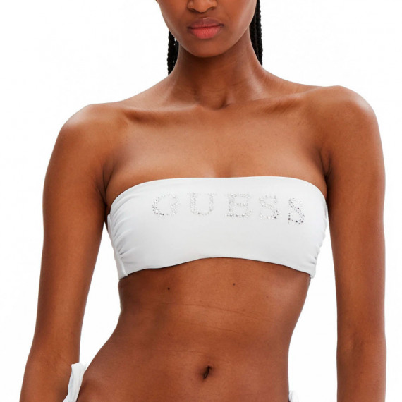 Parte de Arriba de Bikini Rhinestone Bandeau  GUESS
