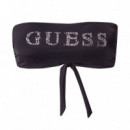 Parte de Arriba de Bikini Rhinestone Bandeau  GUESS