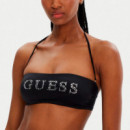 Parte de Arriba de Bikini Rhinestone Bandeau  GUESS
