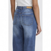 Vaqueros Mujer Vaqueros ICHI Twiggy Cropped Medium Blue