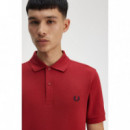 Polos Polo FRED PERRY M6000 Rojo Tostado / Azul Marino