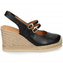 sin Talon 2 Hebillas Piel Negro  UNISA