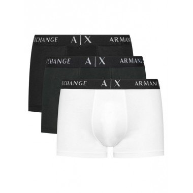 3PACK Boxer ARMANI EXCHANGE Blanco-negro-verde Oscuro