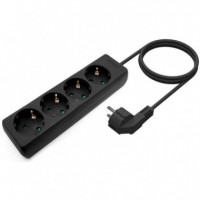Regleta AISENS 4 Schukos Proteccion 1,4M Black