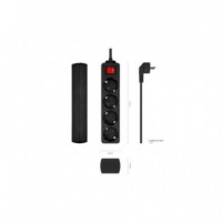 Regleta AISENS 4 Schukos Proteccion Interruptor 1,4M Black