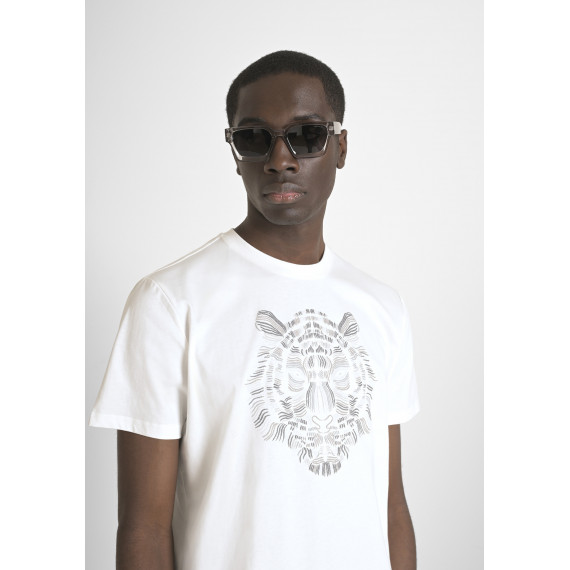 Camiseta Regular Fit de Punto de Algodón y Estampado de Tigre en Contraste de ANTONY MORATO