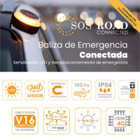 Baliza V16 Sos Road Conectada Homologada por Dgt 2026  SOS ROAD CONNECTED