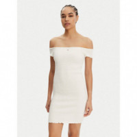 Tjw Smock Bodycon Dress Ecru  TOMMY JEANS