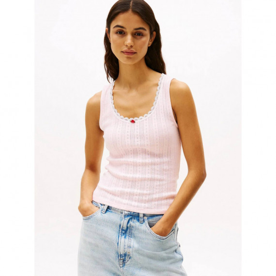 Tjw Slim  Pointelle Tank Top Precious Pi  TOMMY JEANS